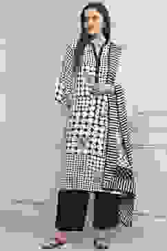 Black and White Printed Straight Suit Set image number 6