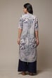 Indigo LIVA Straight Printed Kurta image number 2