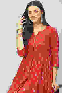 Cherry Red Cotton Dress image number 2