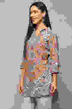 Yellow Rayon Floral Printed Straight Kurti image number 2