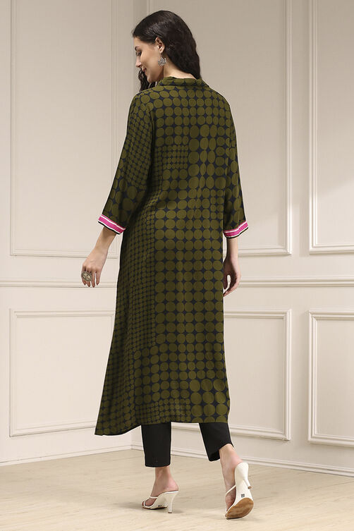 Indigo Blue Viscose Straight Printed Kurta image number 3
