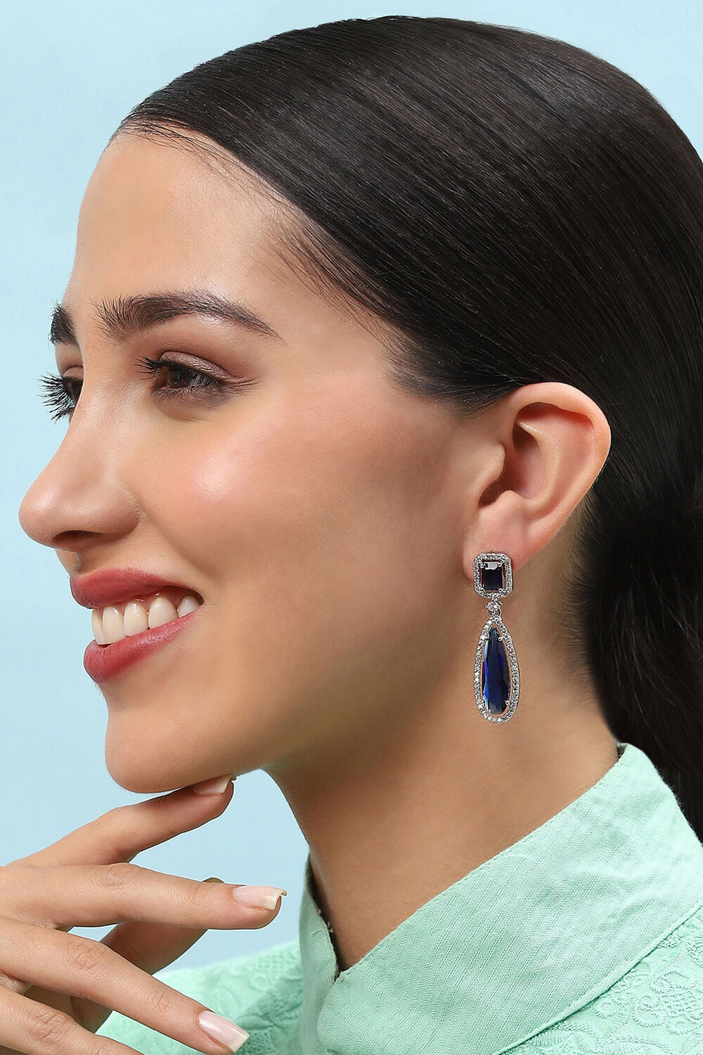 Blue Brass Earrings image number 1