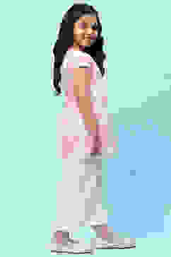 Pink White Cotton Floral Printed Kurta and Palazzo image number 5