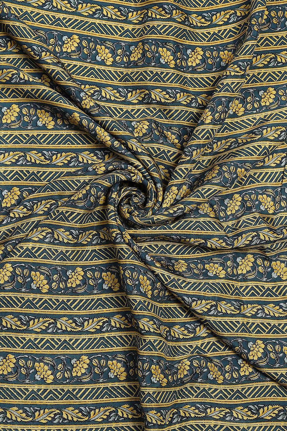 Blue Viscose Muslin Screen Print Unstitched Suit Set image number 2