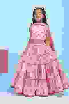 Pink Cotton Printed Regular Lehenga Set image number 3