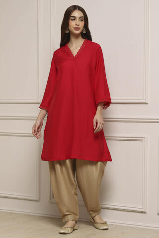 BIBA Gold Polyester Salwar in Gold