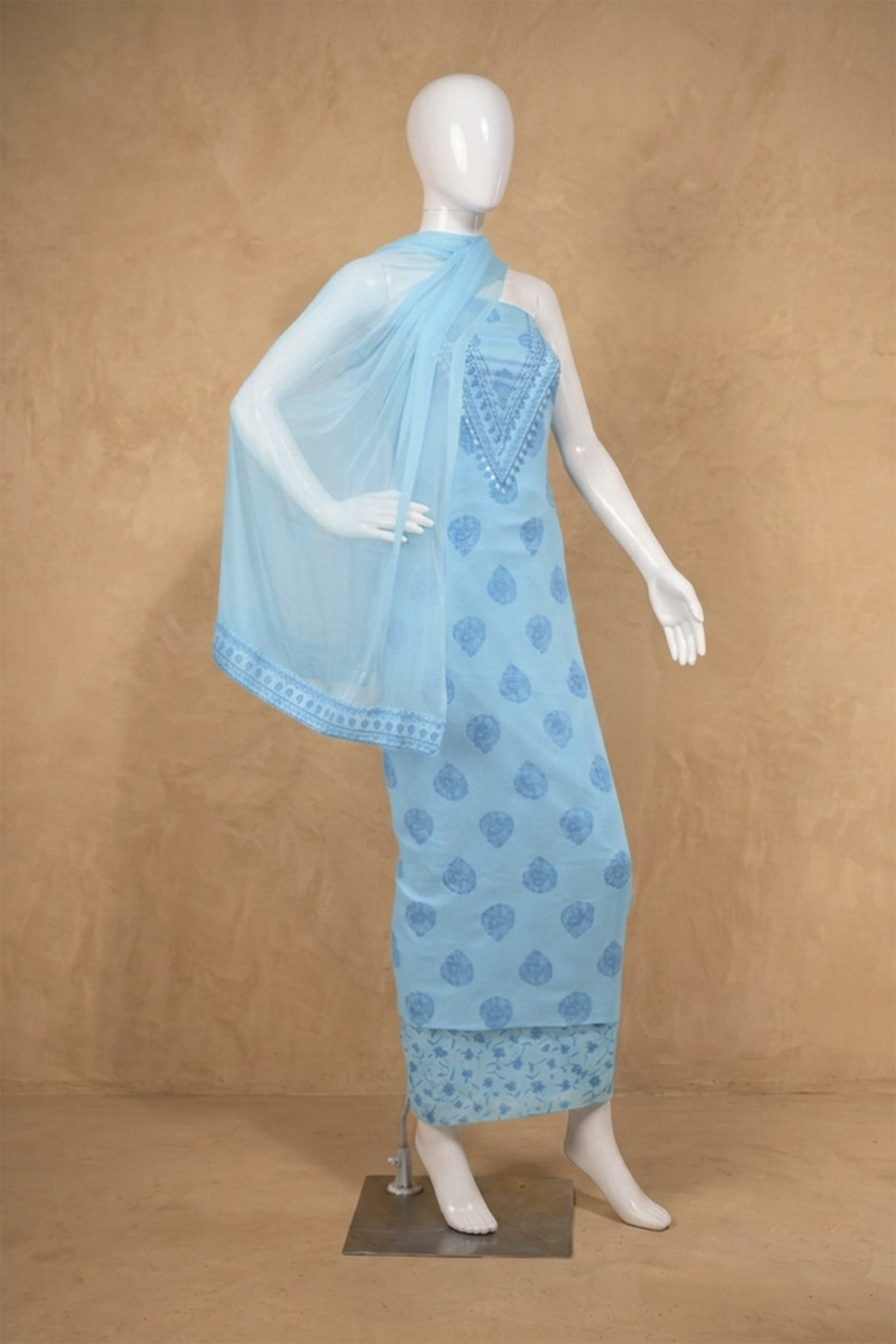 Pastel Cotton Printed Unstitched Suit Set image number 4