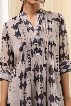 Grey Polyester Straight Kurta Pants Set image number 1