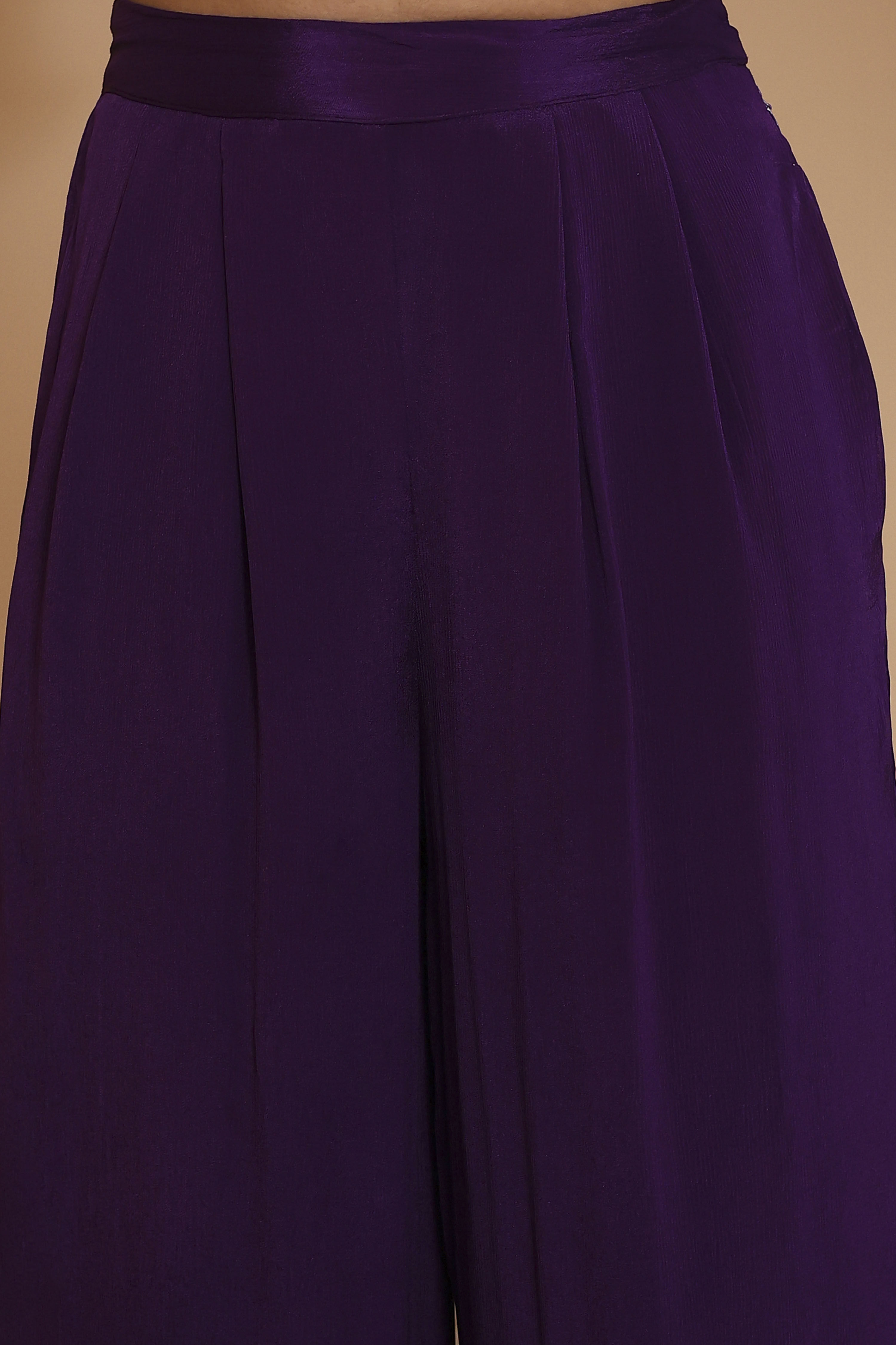 Purple Pure Chinnon Bandhani Printed Fusion Set image number 2