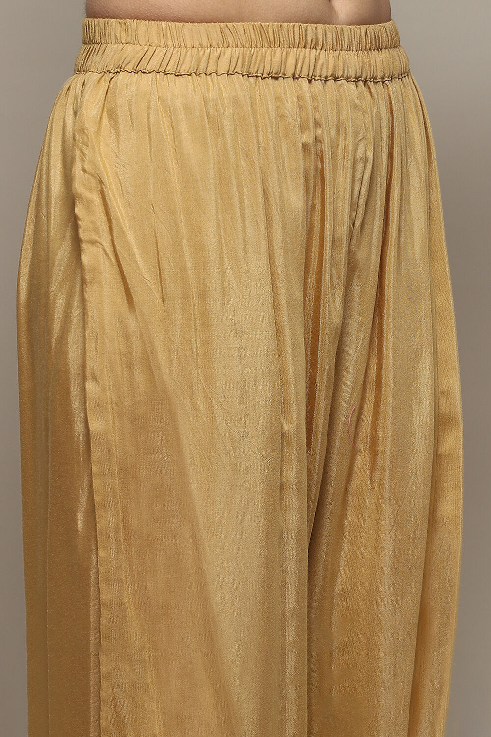 Earthy Yellow Chanderi Unstitched Suit set image number 3