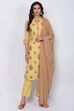 Yellow Straight Kurta Regular Pants Suit Set image number 0