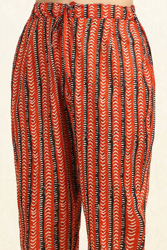 Red Cotton Printed Unstitched Suit Set image number 3