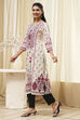 Off-White and Blue Cotton Straight Kurta image number 2