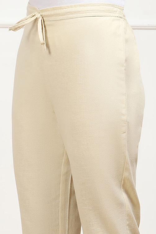 Rust Cotton Solid Regular Pants image number 1