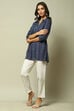 Indigo LIVA Straight Printed Kurta image number 0