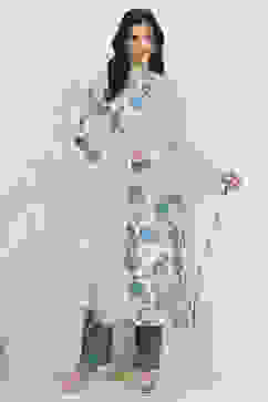 Blue Cotton Unstitched Suit Set image number 1