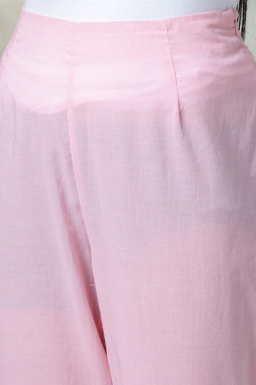 Off White Cotton Straight Kurta Slim Pant Suit Set image number 3