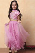 Pink Poly Chanderi Floral Festive Flared Lehenga Set image number 0