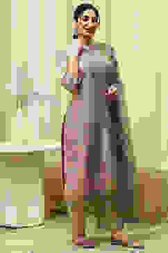 Gray Tissue Printed Unstitched Suit Set image number 6