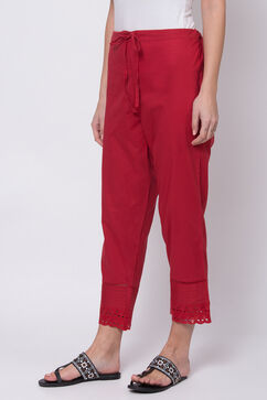 Red Cotton Solid Pant image number 2