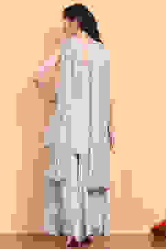 Powder Blue Solid A-Line Suit Set image number 5