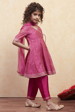 Pink Polyester Anarkali Suit Set image number 5