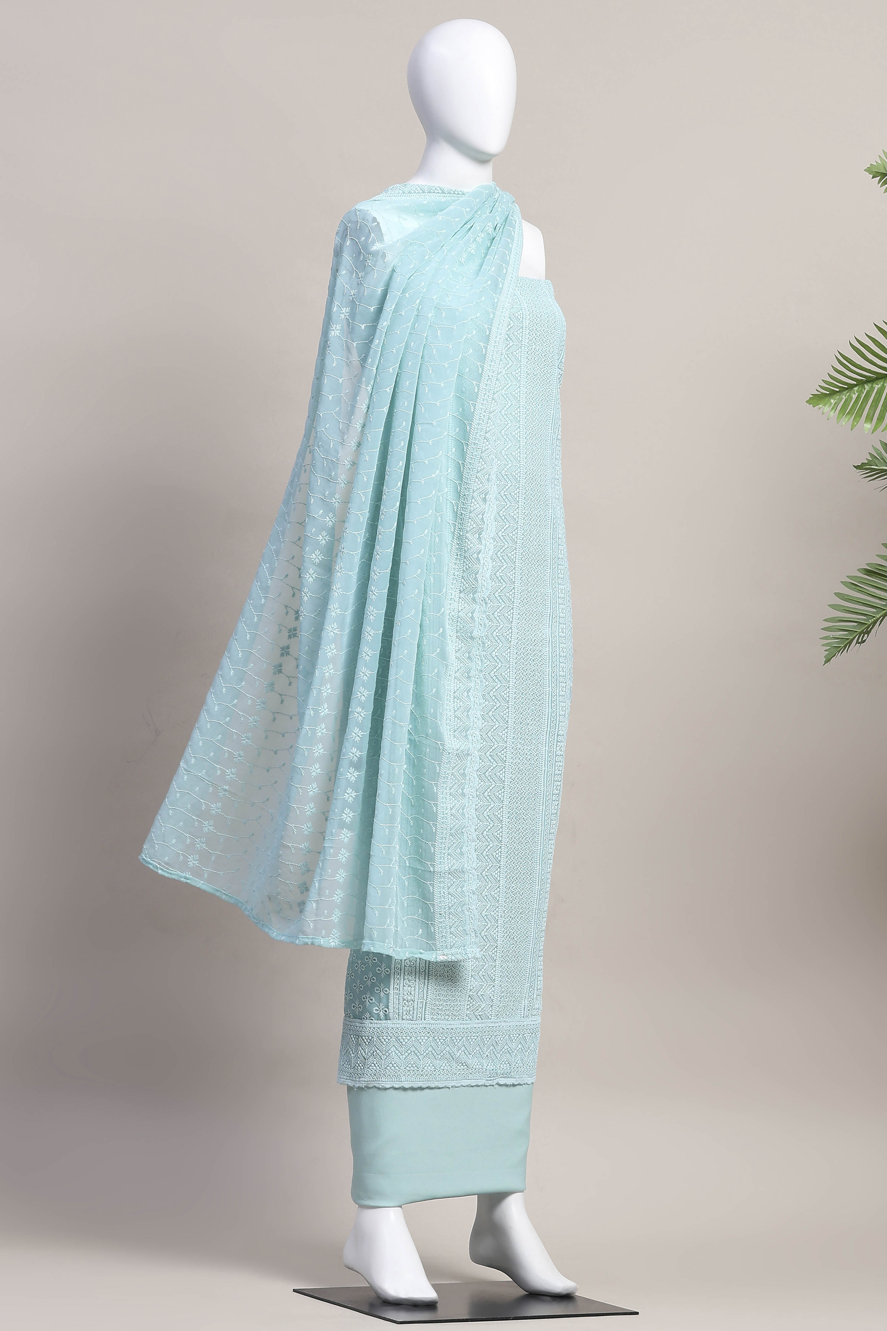 Pnk Georgette Unstitched Suit Set image number 4