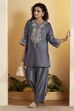 Blue Tencel Straight Suit Set