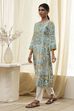 Teal Printed Straight Kurta image number 2