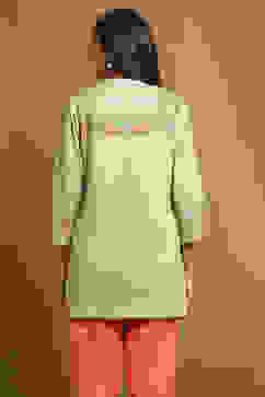 Mint Green Knit Printed Straight Winter wear Short Kurta image number 3