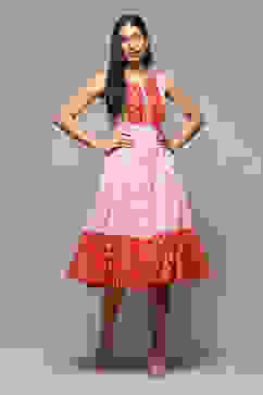 Red Cotton Tiered Dress image number 0