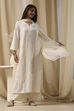 Off-White Modal Chikankari Straight Suit Set image number 0