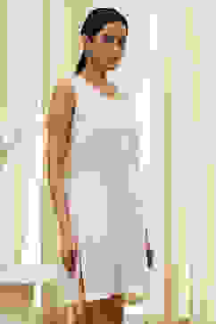 Beige Cotton Floral Shirt-Style Flared Dress image number 6