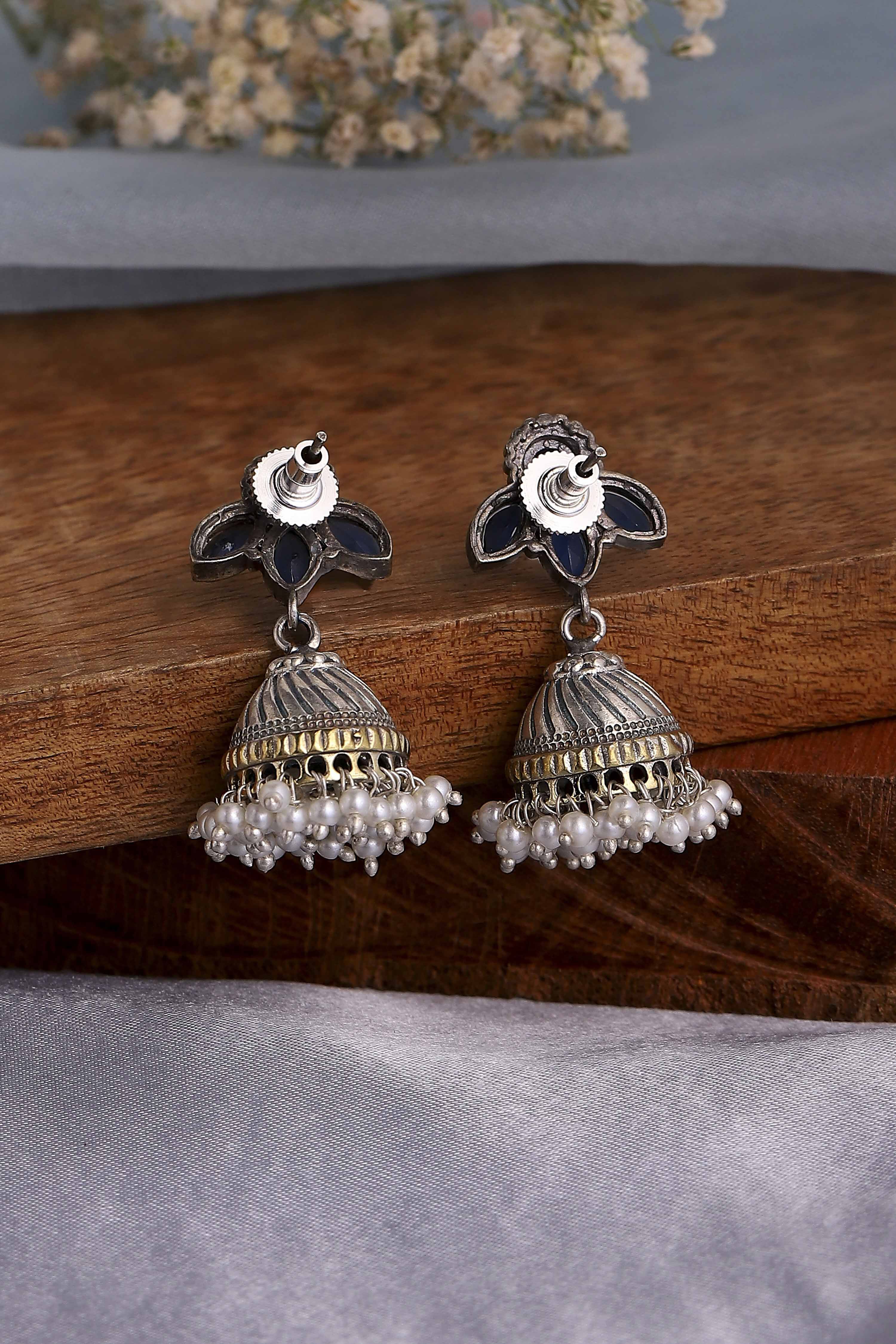 Navy Stone Earrings image number 2
