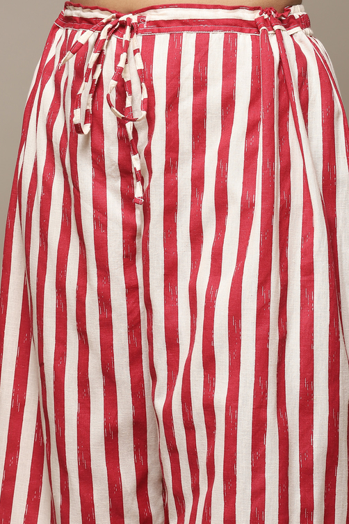 Natural & Blue Cotton Blend Straight Kurta Palazzo Suit Set image number 2