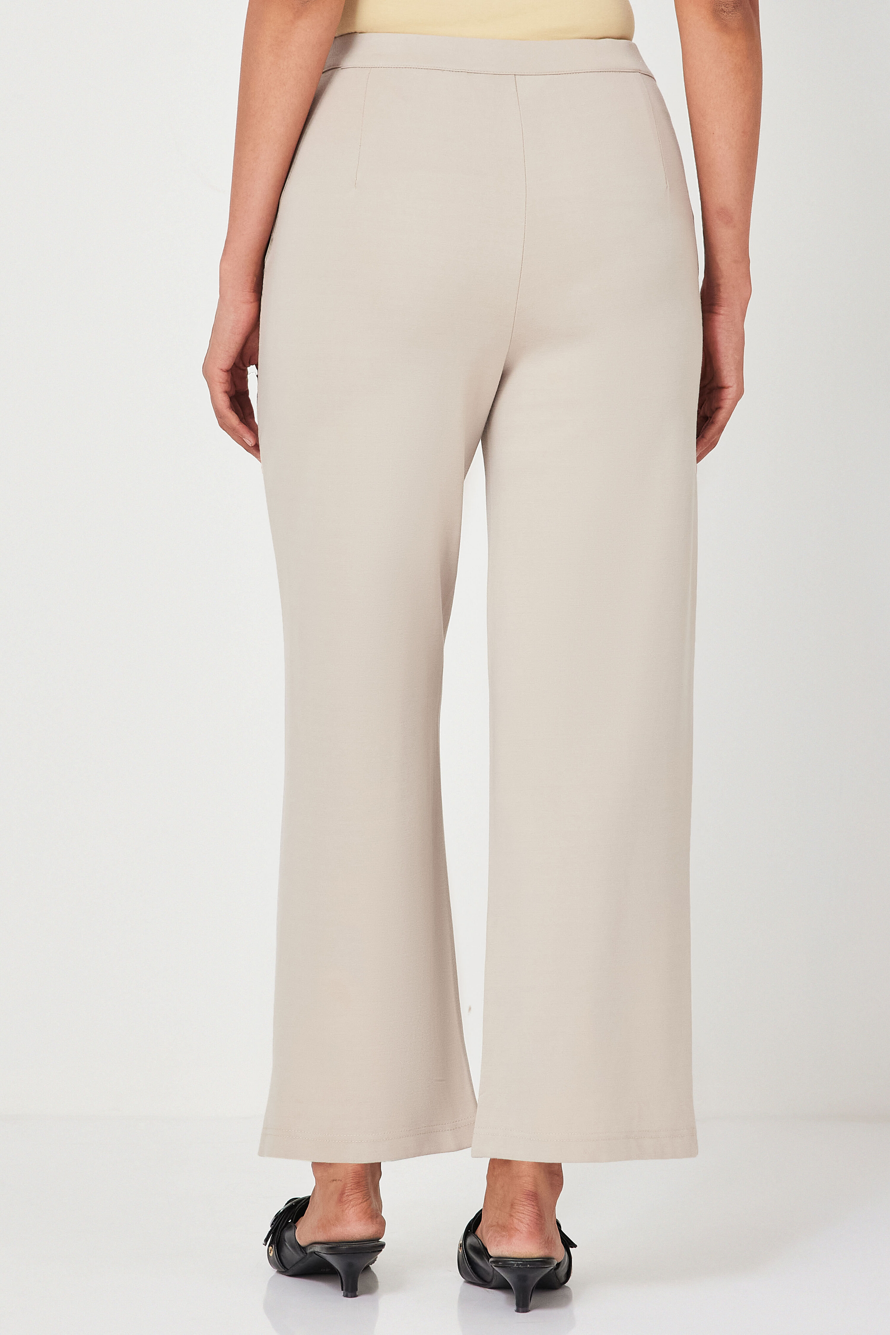 Beige Viscose Rayon Relaxed Pants image number 3