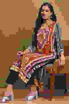 Red and Green Printed Straight Kurta image number 0