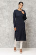 Midnight Blue Straight Acrylic Kurta