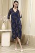 Blue Georgette Printed Asymmetric Dress image number 6