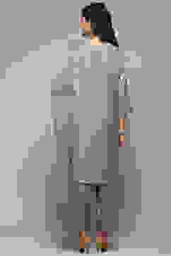 Sage Green Cotton Blend Straight Kurta Pants Suit Set image number 4