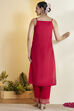 Red Geometric Printed Straight Viscose Blend Kurta Set image number 6