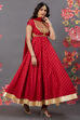 Rohit Bal Red Silk Flared Solid Suit Set image number 6
