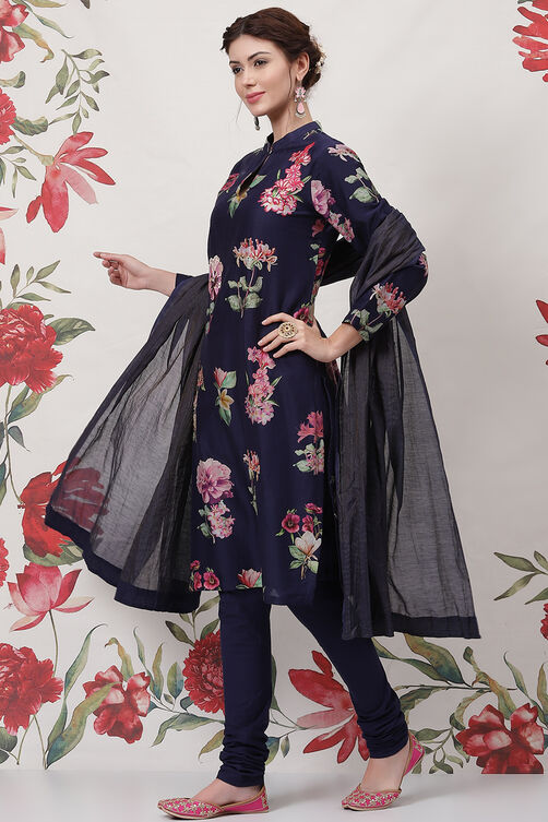Rohit Bal Off White Cotton Silk Straight Printed Suit Set image number 5