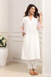 White Cotton Straight Kurta image number 0