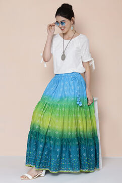 Green Cotton Tiered Skirt image number 0