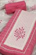 Pink Cotton Printed Embroidered Unstitched Suit Set image number 1