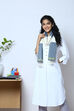 Off White And Blue Cotton Yarndyed Stole image number 3