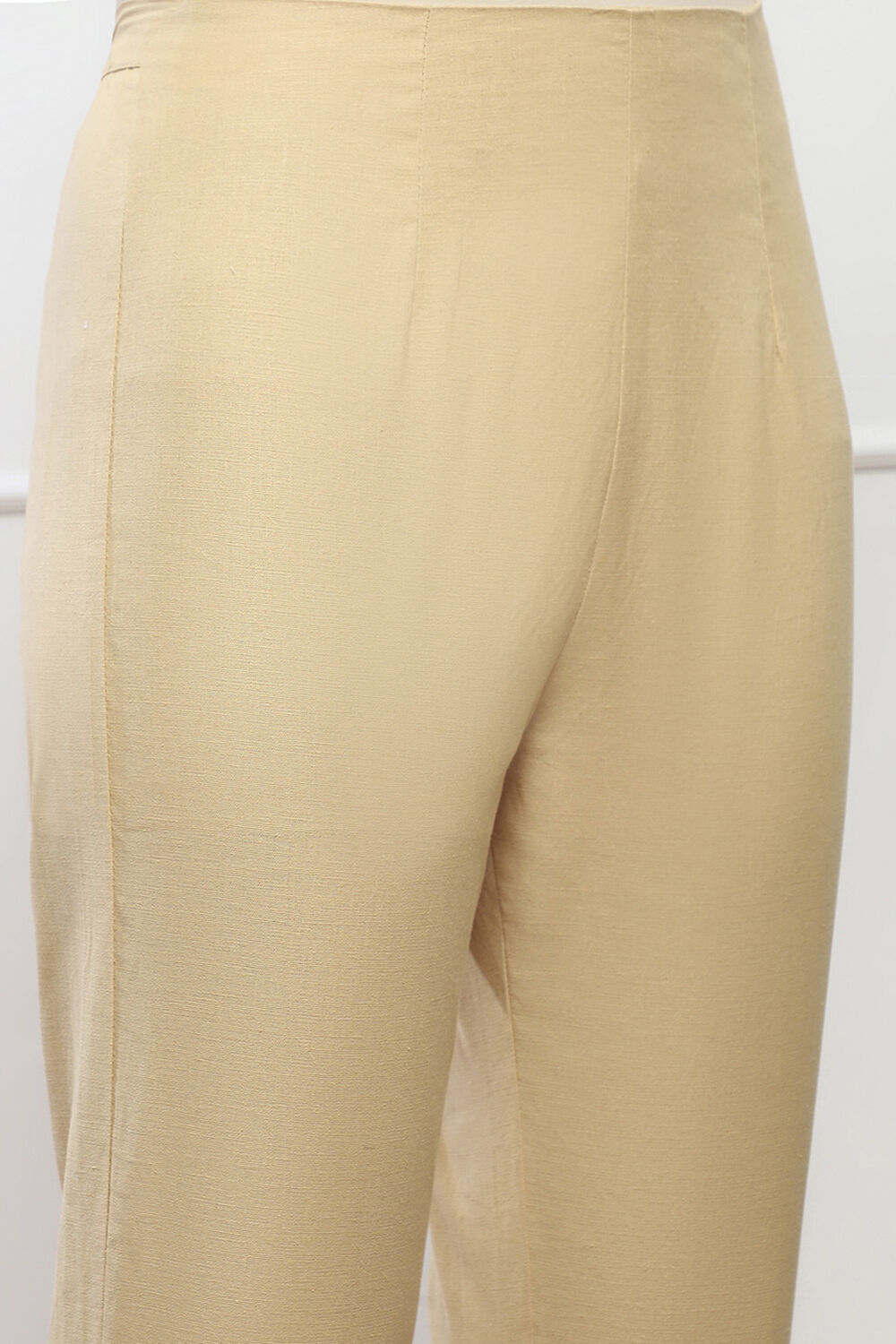 Almond Beige Cotton Flax Regular Pant image number 1