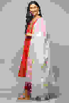 Red Polyester Kalidar Suit Set image number 4