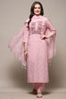 Pink Cotton Embroidered Unstitched Suit set image number 8